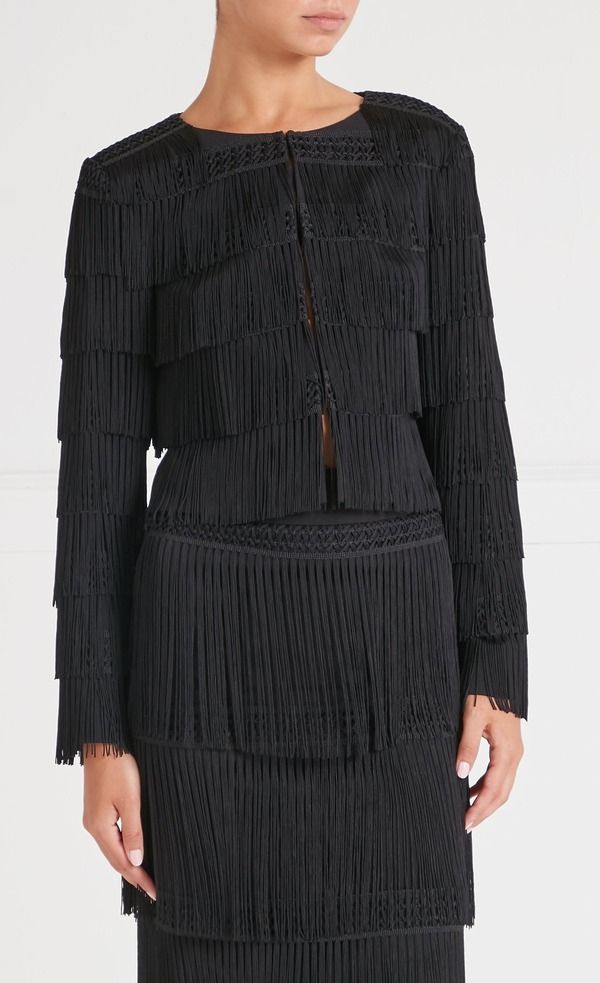 テンパリーロンドン レディース アウター ジャケット・ブルゾン クロップド フリンジ Temperley London Fringe Cropped Jacket Black ブラック