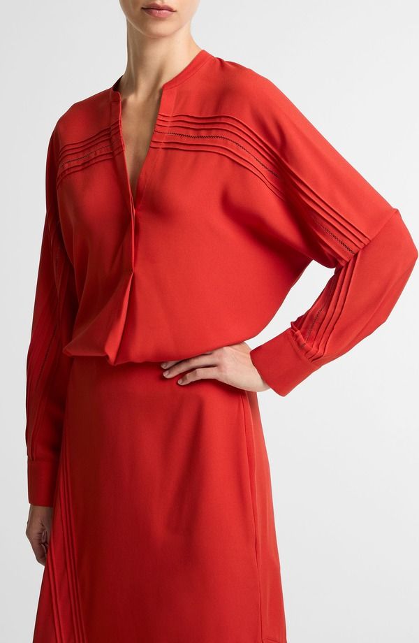 ヴィンス レディース トップス シャツ プリーツ Vince Pleated Pintuck Topoppy