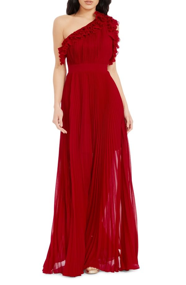 ドレスザポプレーション レディース トップス ワンピース シフォン プリーツ ワンショルダー Dress the Population Vida OneShoulder Pleated Chiffon