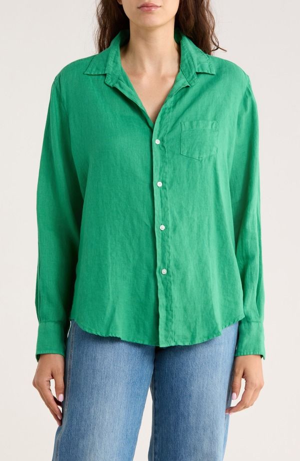 フランク ＆ アイリーン レディース トップス シャツ リネン Frank Eileen Relaxed Linen ButtonUp Shirt Kelly Gree 34,970円