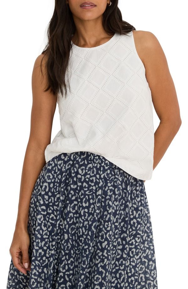 ニックプラスゾーイ レディース トップス シャツ コットン NICZOE Diamond Eyelet Cotton Topaper White ホワイト