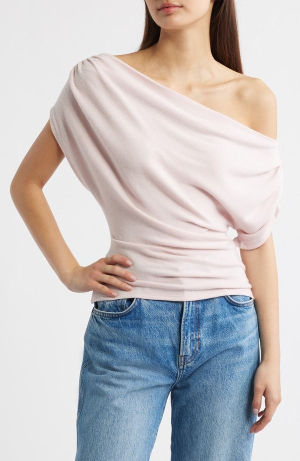 リフォーメーション レディース トップス シャツ ワンショルダー ニット Reformation Iris OneShoulder Knitop Cherry Blossom