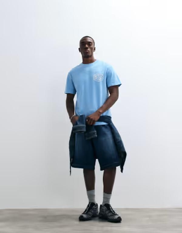 デウス エクス マキナ メンズ トップス Tシャツ Deus Ex Machina Shield Garment Dyed Tshirt BLUE ブルー