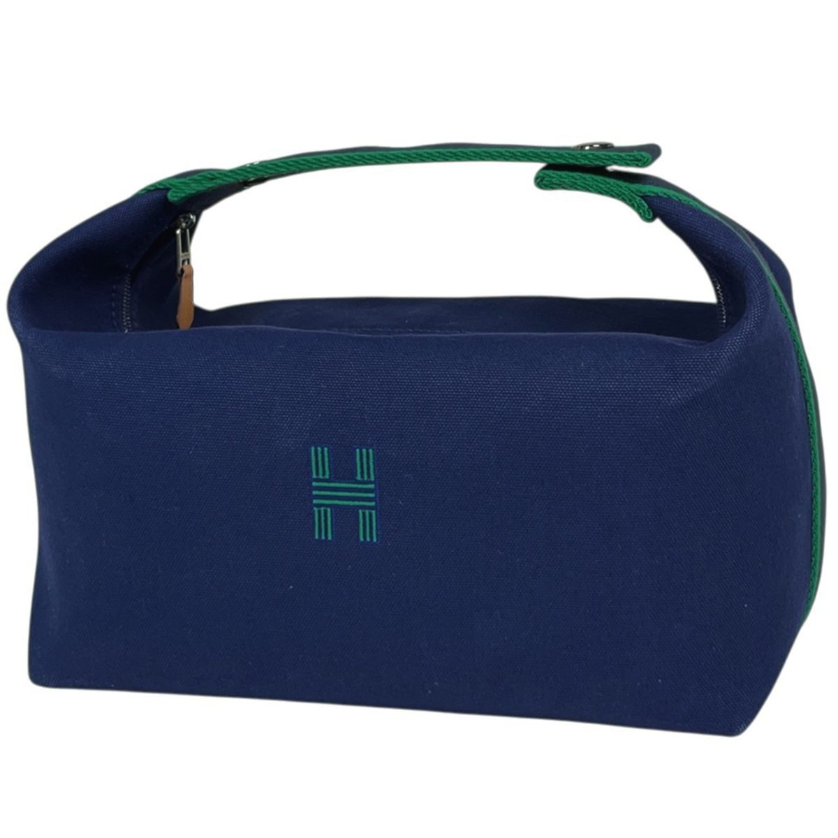 エルメス HERMES ブリッド ア ブラックGM ハンドバッグ 手提げ トワルアッシュ ネイビー グリーン レディース 【中古】