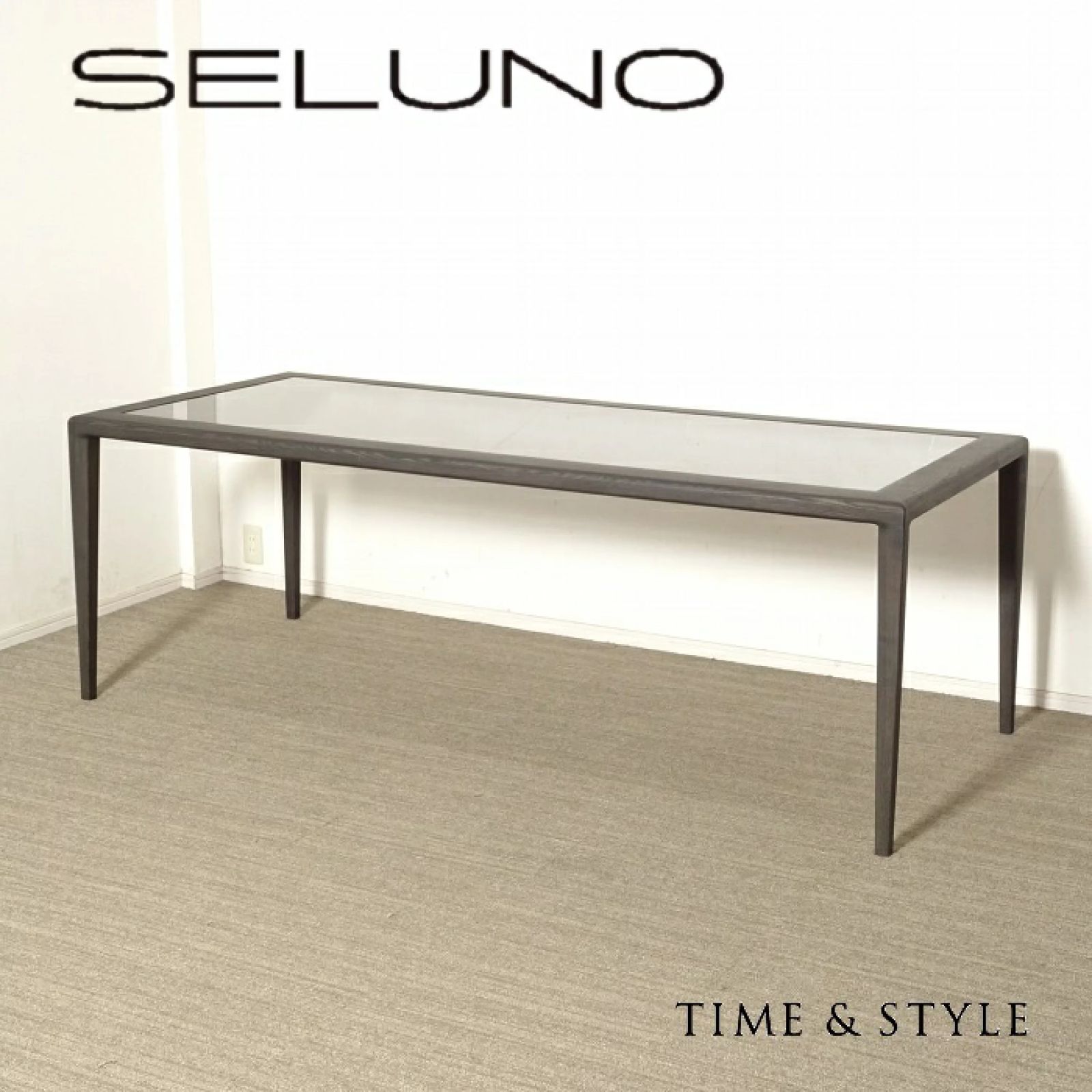 ◾︎SELUNO◾︎ 【展示美品】TIME & STYLE タイムアンドスタイル NANCY / ナンシー ダイニングテーブル W2100 / ガラス天板 55万 x846 108,900円