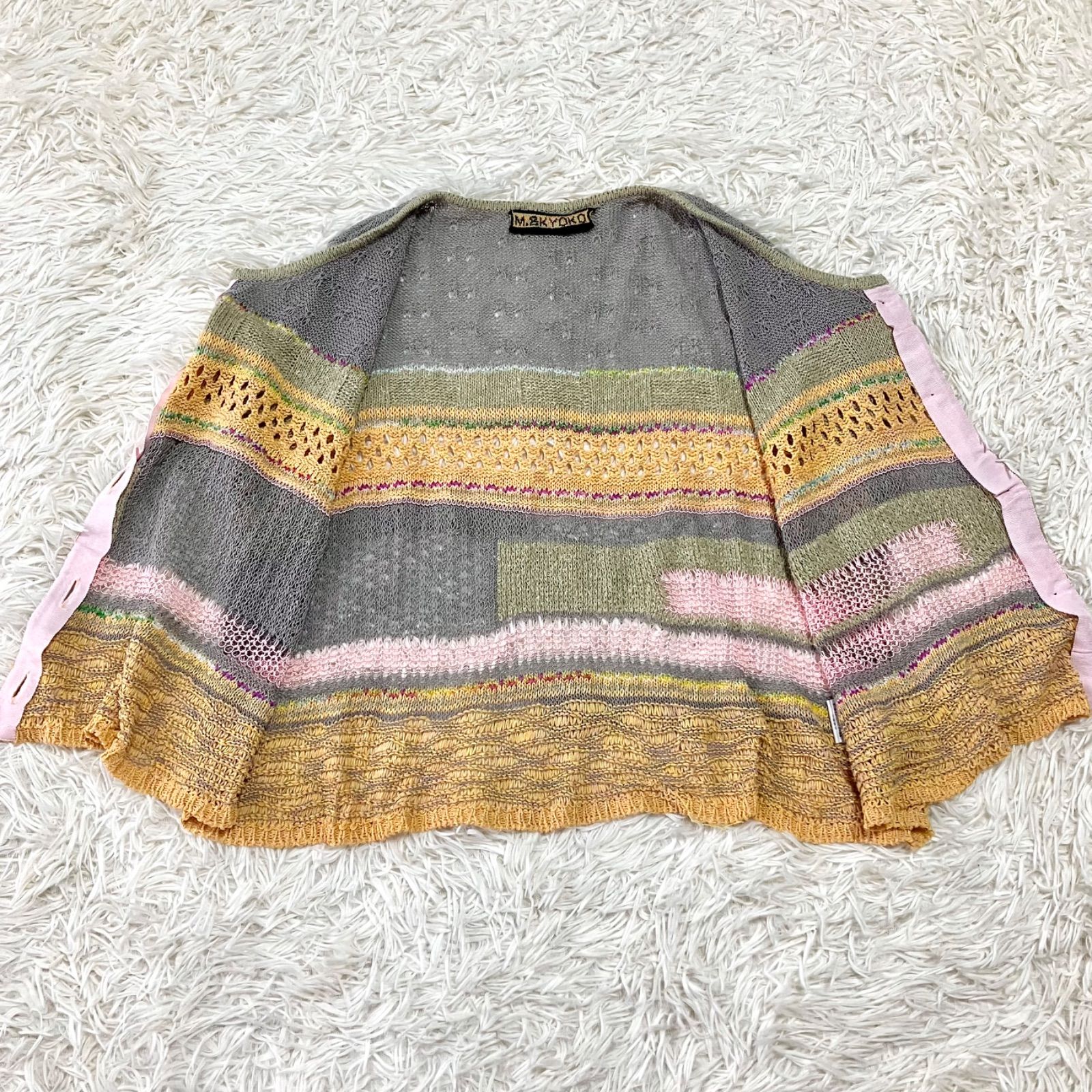 姫　M.＆KYOKO マルチカラー ニットベスト新品未使用 M.&KYOKOマルチカラーのニットベスト シルク・リネンブレンド 半袖