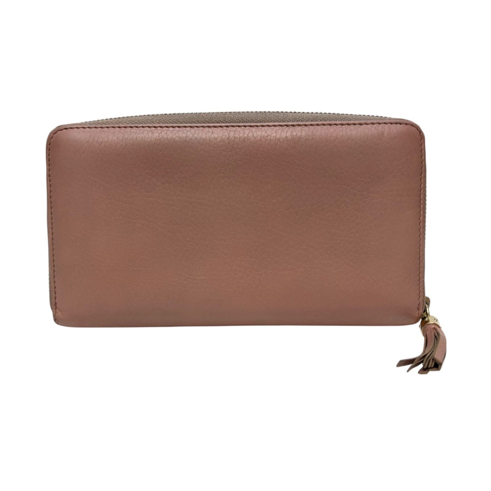 グッチ ソーホー 長財布 ラウンドファスナー カーフレザー タッセル キャメル 4882 GUCCI グッチ 長財布 ソーホー ラウンドファスナー レザー ピンク