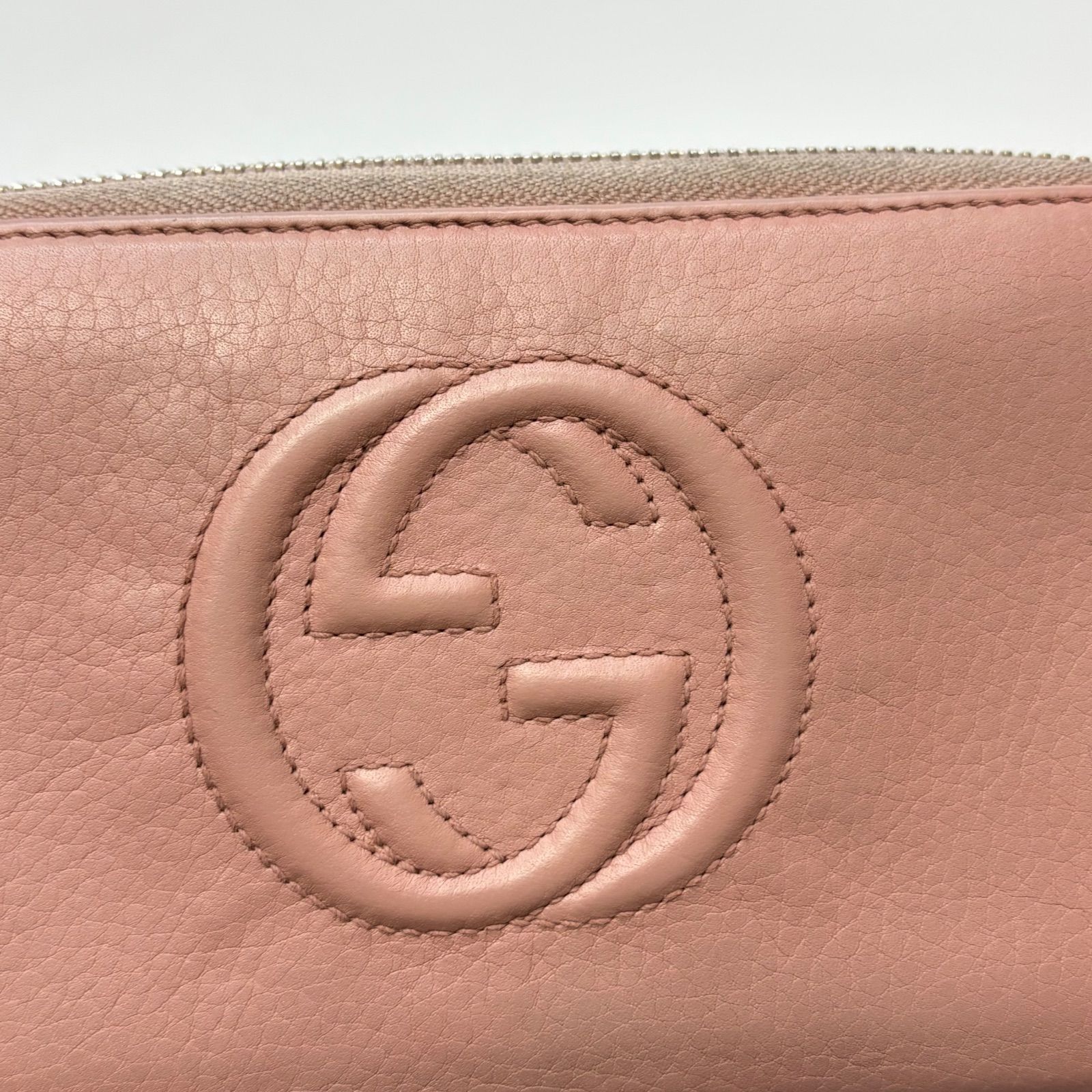 4882 GUCCI グッチ 長財布 ソーホー ラウンドファスナー レザー ピンク