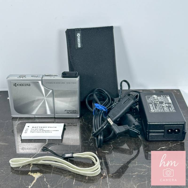 美品】Kyocera Finecam SL400R シルバー 400万画素 光学3倍ズーム 回転