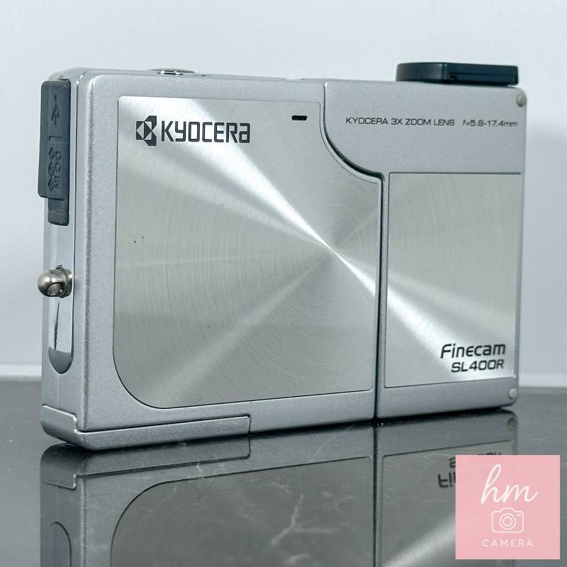 美品】Kyocera Finecam SL400R シルバー 400万画素 光学3倍ズーム 回転