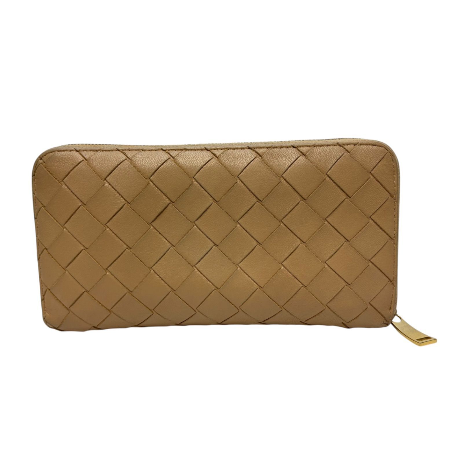 【美品】ボッテガヴェネタ 長財布 ラウンドファスナー ベージュ イントレチャート 4894 BOTTEGA VENETA ボッテガヴェネタ 長財布 マキシイントレチャート