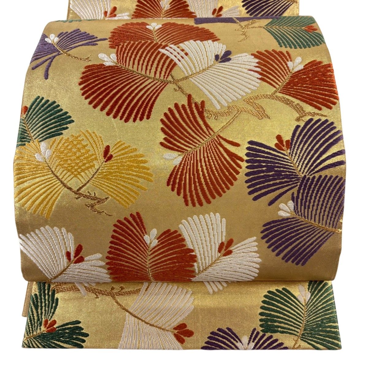 【美品】 袋帯 秀品 若松 唐織 金糸 金色 六通 正絹 【中古】