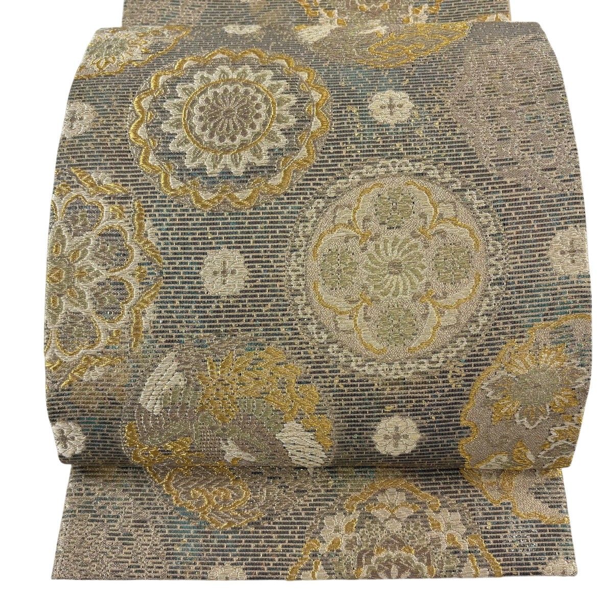 【美品】 袋帯 秀品 華文 鳥 箔 金糸 金色 六通 正絹 【中古】