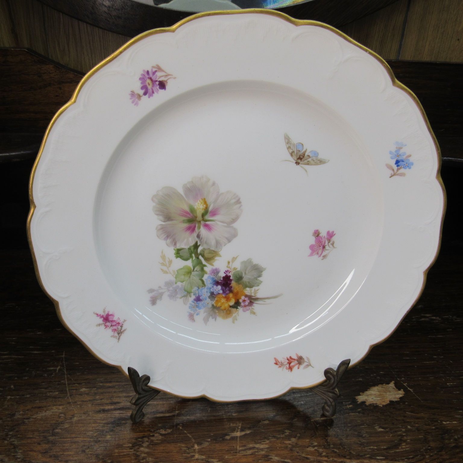 KPM KPMベルリン ベルリン王立磁器製陶所 24cm 金彩 花柄 絵皿 3 自然主義 エキスパート藤沢辻堂店 KPM Plate Handpainted