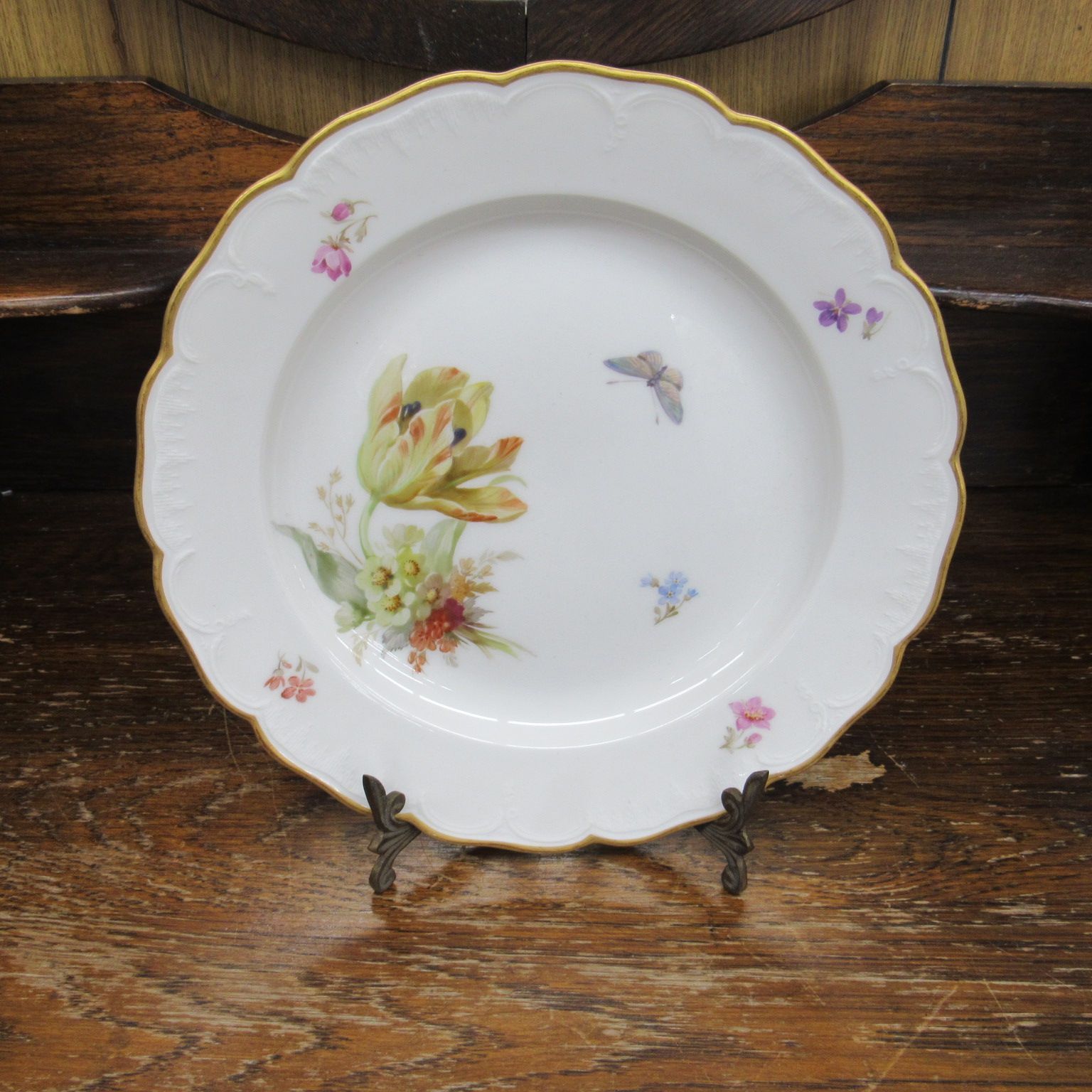 KPM KPMベルリン ベルリン王立磁器製陶所 24cm 金彩 花柄 絵皿 4 自然主義 エキスパート藤沢辻堂店 KPM Plate Handpainted