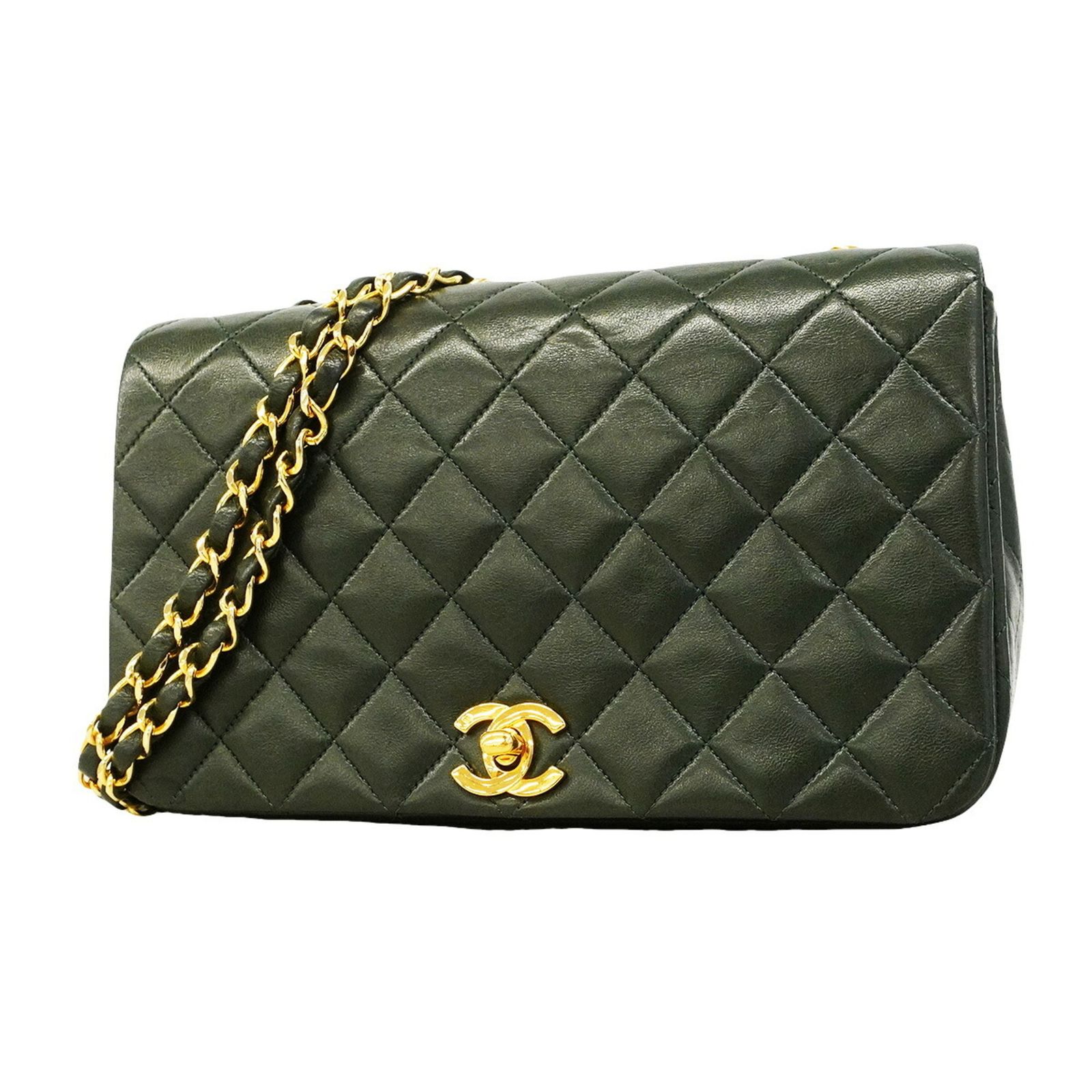 シャネル(Chanel) シャネル ショルダーバッグ マトラッセ チェーンショルダー ラムスキン グリーン レディース