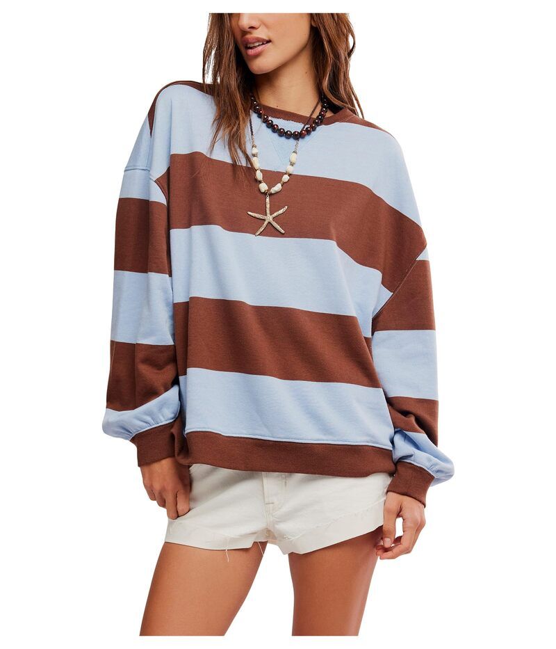 フリーピープル レディース アウター パーカー・スウェット クルーネック Free People We The Free Classic Striped Oversized Crew Neck Per