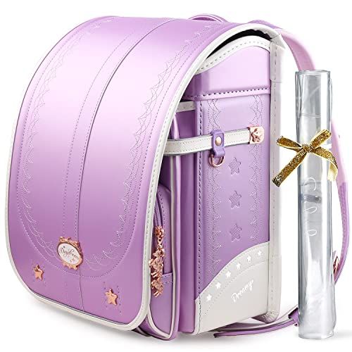 【新品】ランドセル 女の子 小学生 通学カバン 高級人工皮革＆パール生地 反射材 刺繍 金属プレート・透明カバー付け・6年間安心 432868a5