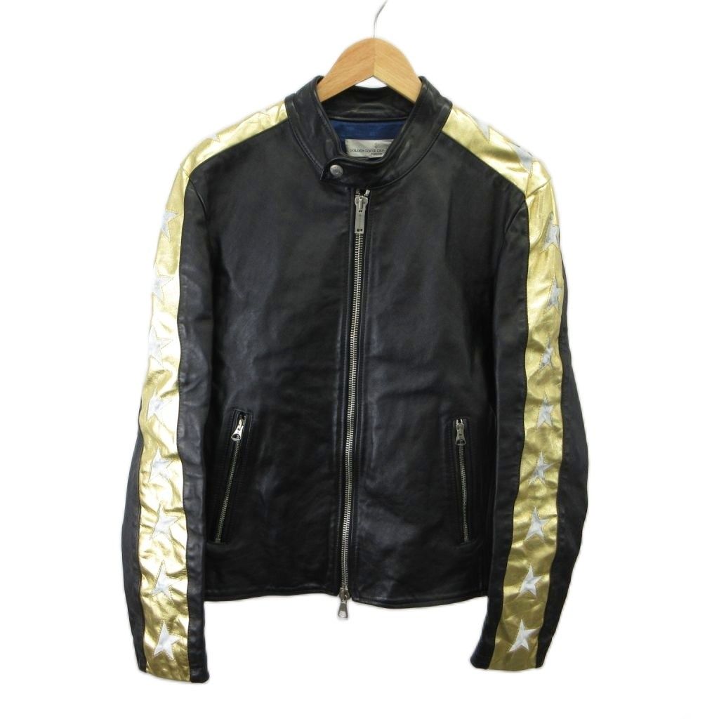 ゴールデングース GOLDEN GOOSE レザー ライダース ジャケット シングル スター 星柄 S 黒 ブラック /RN ■GY40