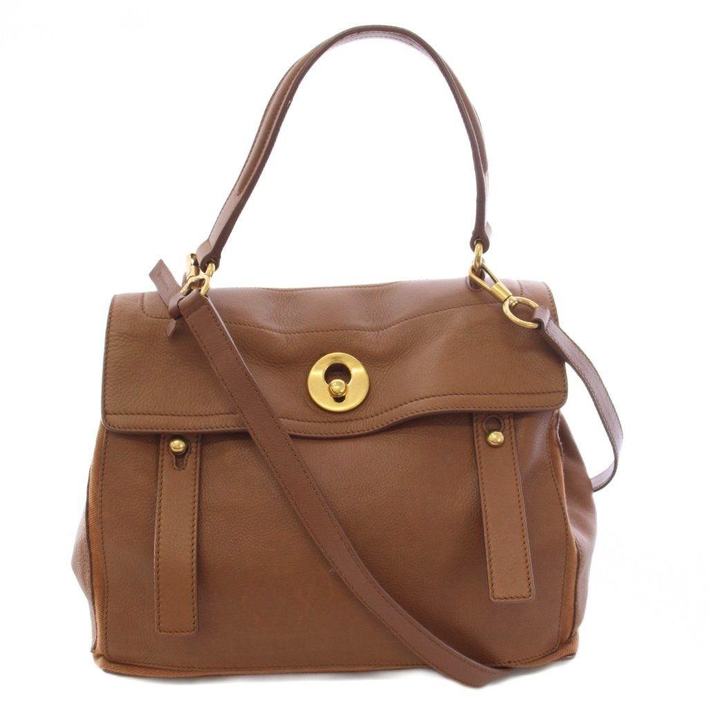 イヴサンローラン YVES SAINT LAURENT ミューズトゥ Muse Two ハンドバッグ トートバッグ ショルダーバッグ 2WAY レザー 茶 ブラウン 229680 /TK ■OH