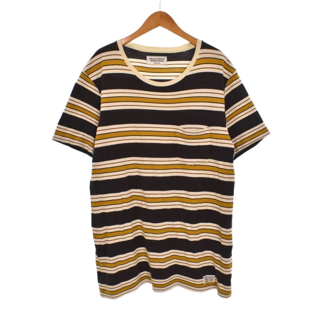ワコマリア WACKO MARIA Tシャツ 半袖 ボーダー M 茶 ブラウン