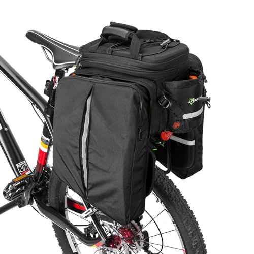 ROCKBROSリアバッグ 自転車 パニアバッグ 自転車サイドバッグ 大容量 17L-35L拡張可能 仕切り板/防水カバー付き 多機能 カメラバッグ | ツーリングバッグ（ブラック）ym 2f49358c