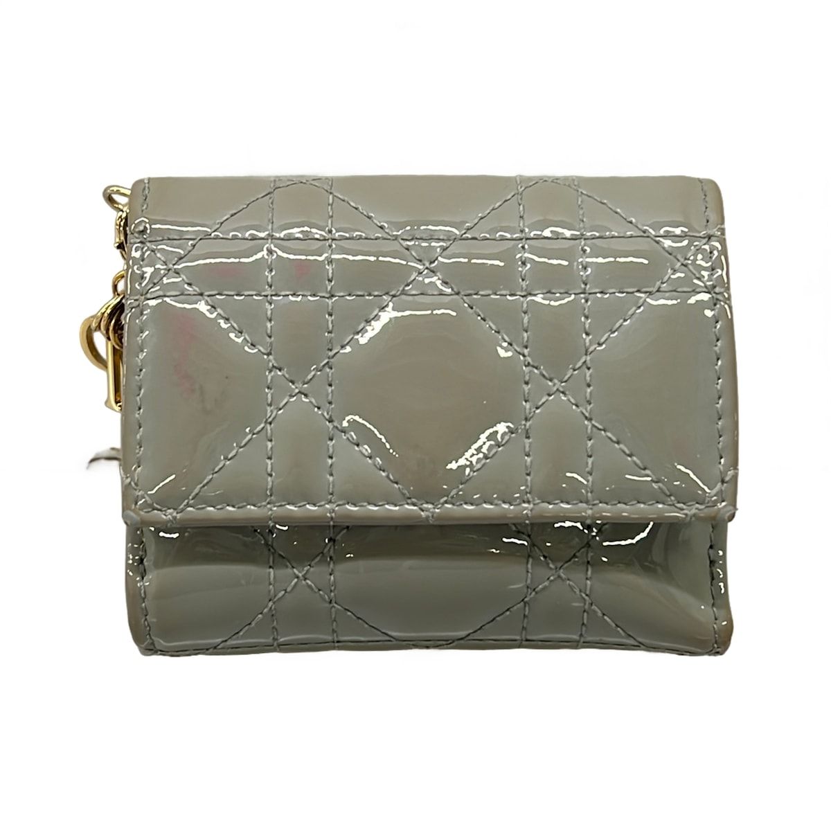 DIOR/ChristianDior(ディオール/クリスチャンディオール) 3つ折り財布 レディディオール ロータスウォレット グレー レザー 14,472円