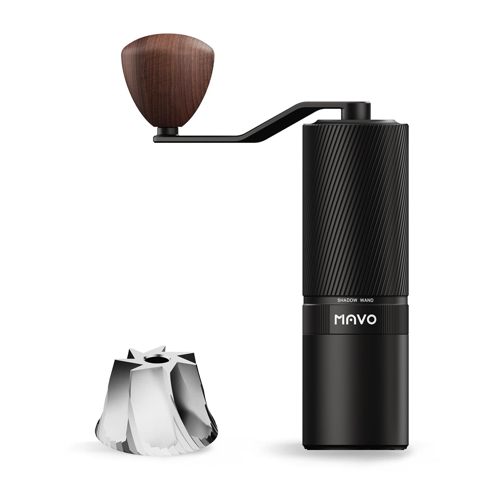 MAVO 手挽きコーヒーミル シャドウワンド ハンドコーヒーグラインダー 25g容量 CNCステンレス鋼 七角コニカル式金属刃 調整可能 ハンドドリップ エスプレッソ対応 ブラック 7,139円