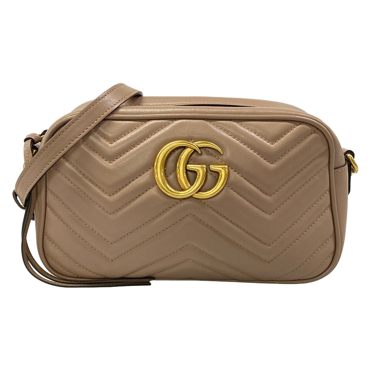 GUCCI(グッチ) ショルダーバッグ GGマーモント 447632 ピンクベージュ チェーンショルダー レザー