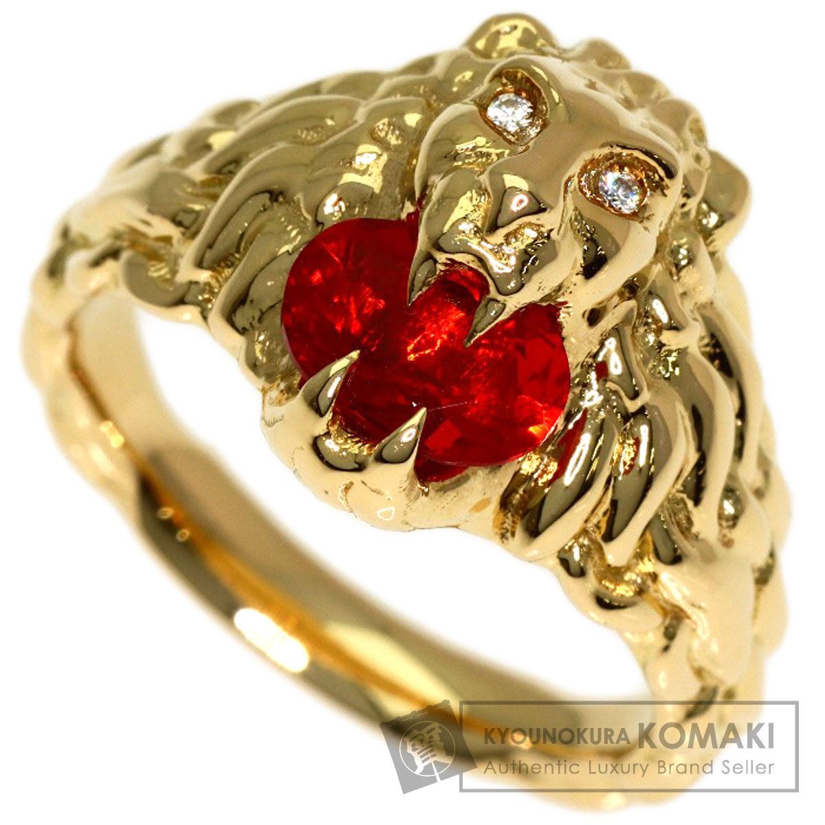GUCCI グッチ ライオンヘッド ファイアオパール #11 リング・指輪 K18YG レディース [中古]
