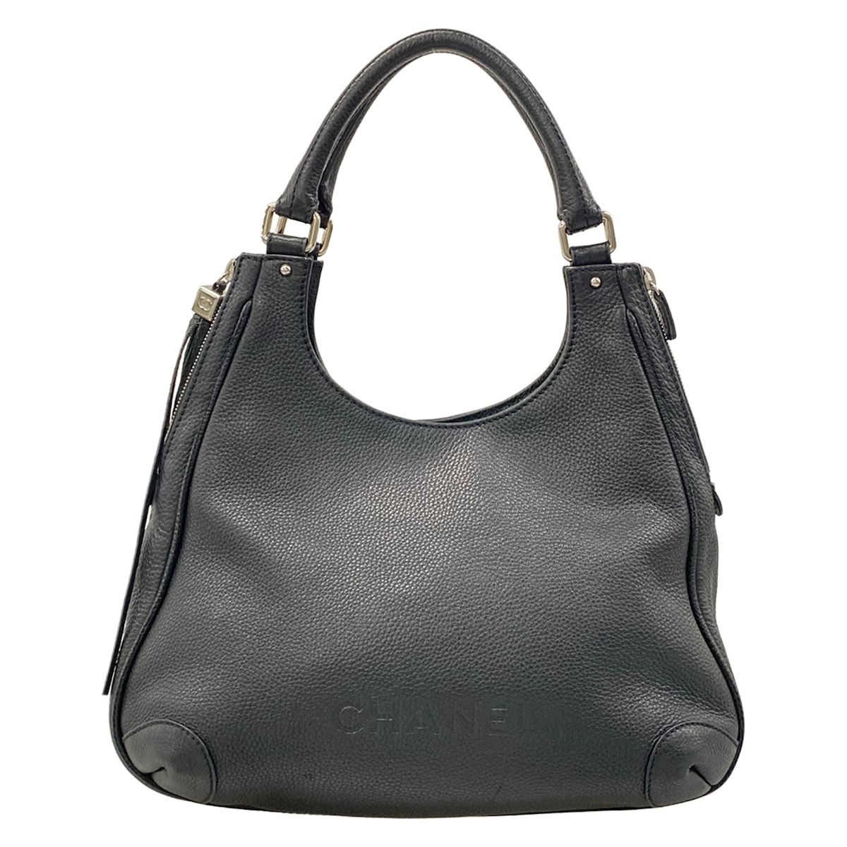 CHANEL(シャネル) トートバッグ - 黒 タッセル/シルバー金具 レザー