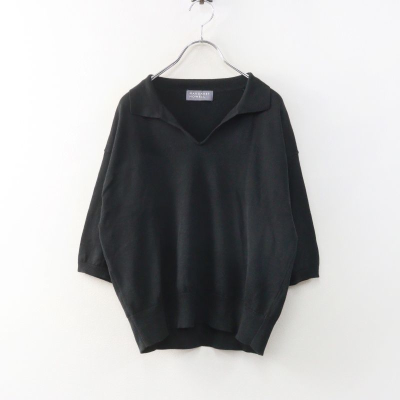 2024SS マーガレットハウエル MARGARET HOWELL COTTON LINEN コットンリネン スキッパー ニットポロシャツ 2■ブラック【2400015120492】 7,230円