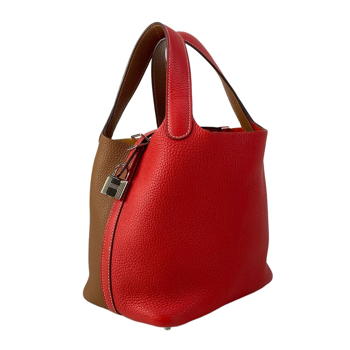 HERMES(エルメス) ハンドバッグ ピコタンロックカザックPM ルージュクー×ゴールド シルバー金具