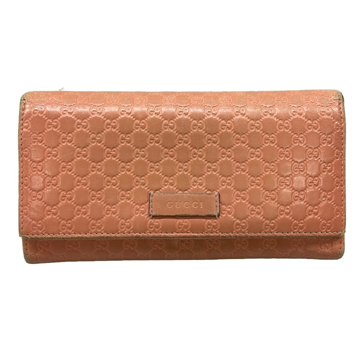 GUCCI(グッチ) 長財布 マイクログッチシマ 449396 ピンク レザー
