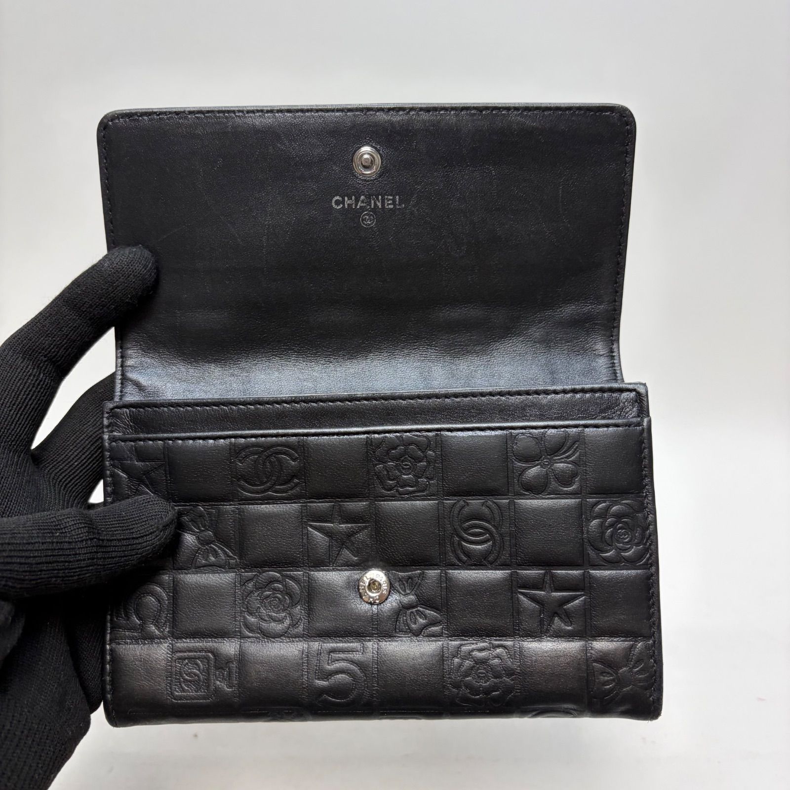 5065 CHANEL シャネル 長財布 二つ折り ブラック アイコンライン