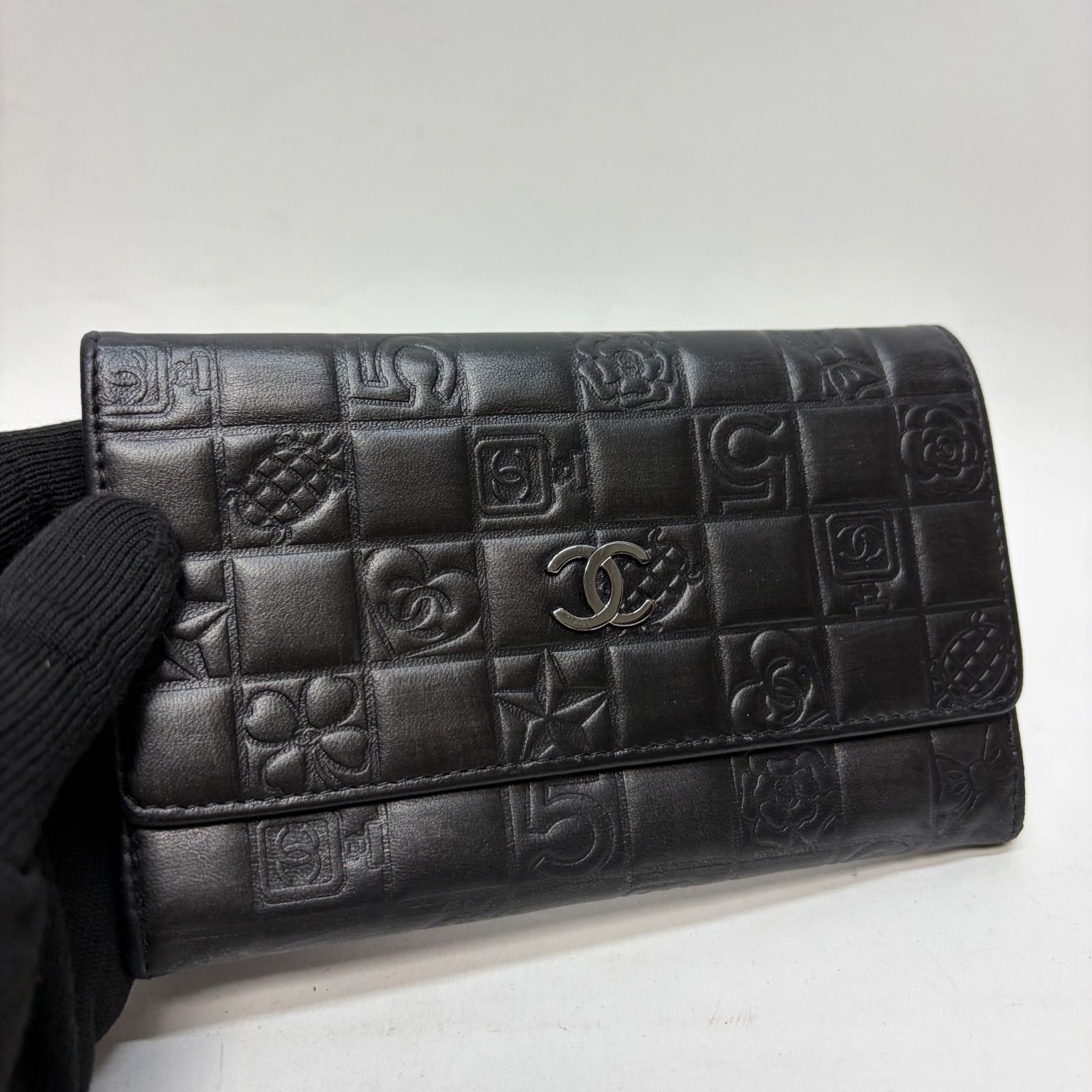 5065 CHANEL シャネル 長財布 二つ折り ブラック アイコンライン