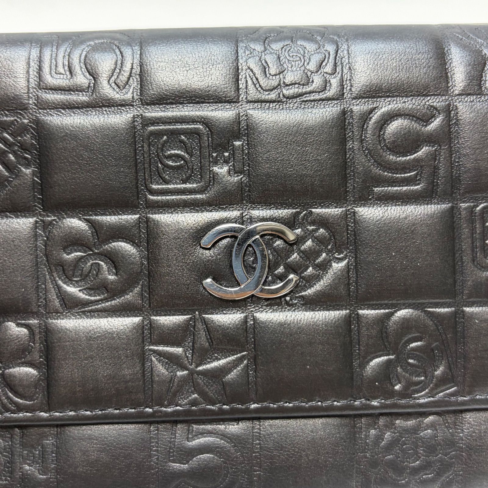 CHANEL シャネル 長財布 二つ折り財布 ラムスキン デカココ ブラック 黒 5065 CHANEL シャネル 長財布 二つ折り ブラック アイコンライン
