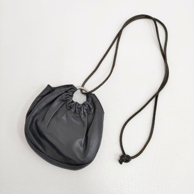 MARTIN MARGIELA 6 レザー ポーチ ポシェット ショルダーバッグ ブラック レディース マルタンマルジェラ【中古】6-0730G∞