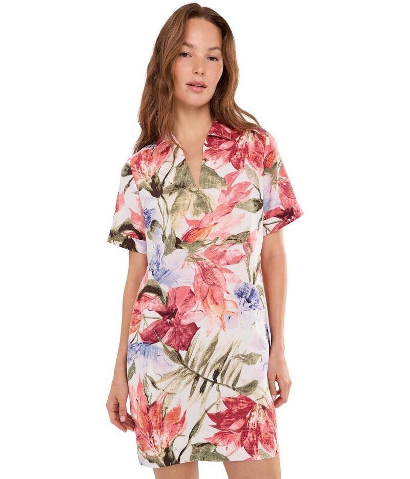 トッミーバハマ レディース トップス ワンピース Tommy Bahama Island Bloom Short Sleeve Shift Dress Coconut