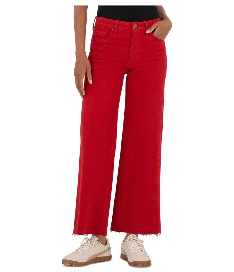 カットフロムザクロス レディース ボトムス デニムパンツ ワイドレッグ Kut From The Kloth Meg HighRise Fab Wide Leg Raw Hem Ruby Red レッ