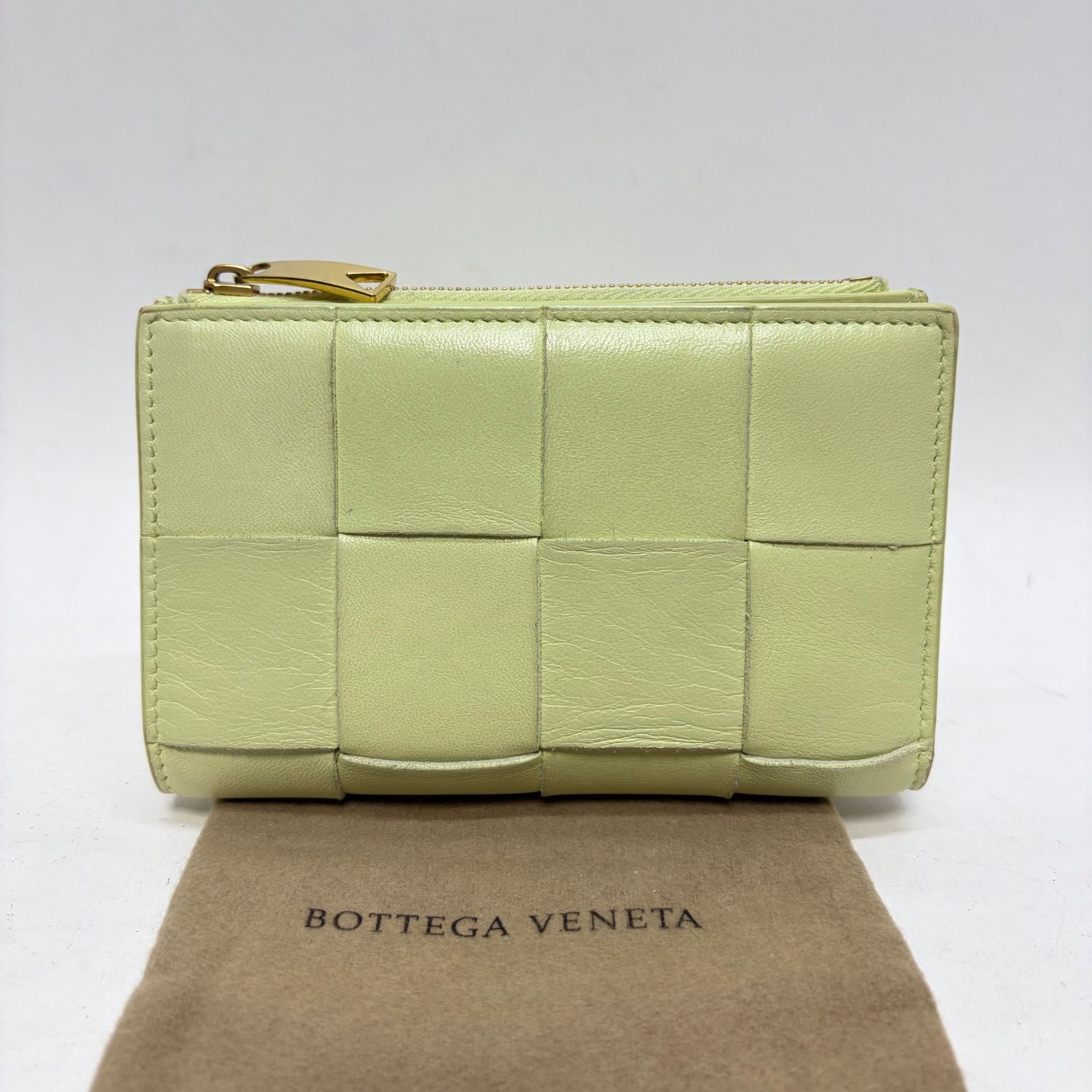 5062 BOTTEGA VENETA ボッテガヴェネタ 長財布 二つ折り カセット ライトグリーン コンパクトウォレット