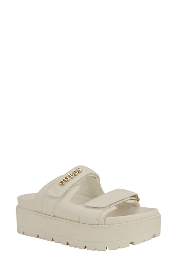 ゲス レディース シューズ サンダル プラットフォーム GUESS Faxon Platform Slide Sandal Ivory 150 アイボリー