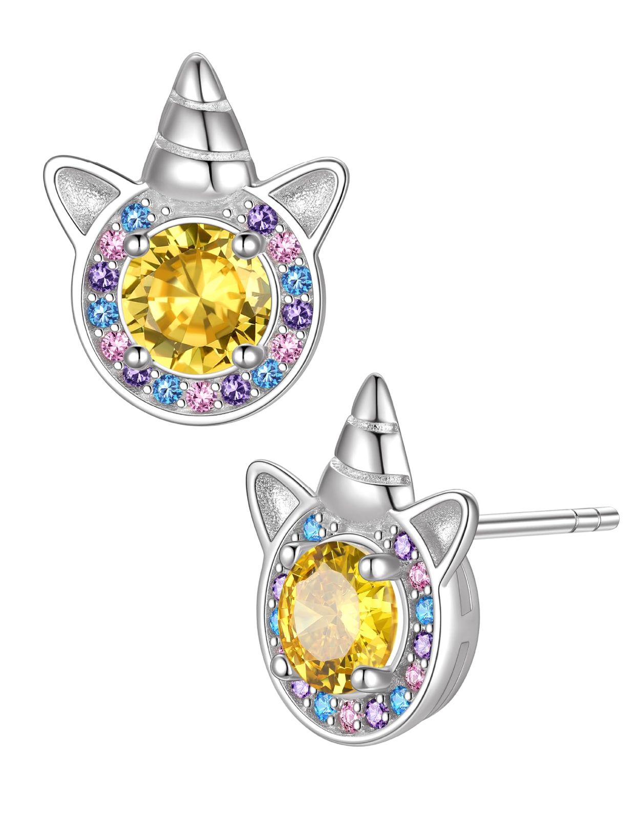 5mm 誕生石 ピアス レディース ユニコーン イヤリング ジルコニア シルバー925 ピアス 金属アレルギー対応 12ヶ月対応 -11月