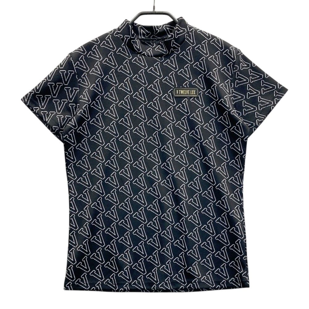 サイズ：1 V12 ヴィトゥエルヴ 2024年モデル モックネック 半袖Tシャツ 総柄 ブラック系 [240101591135] ゴルフウェア メンズ ストスト