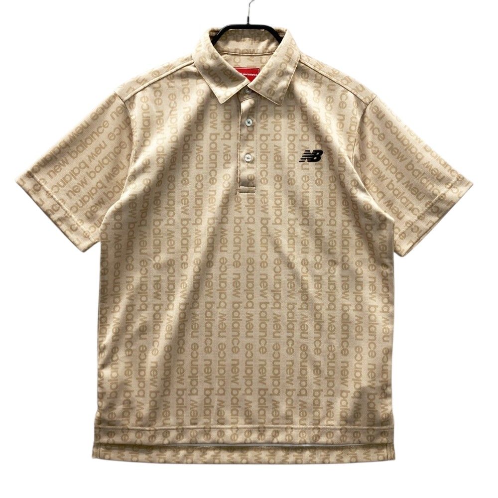 サイズ：4 NEW BALANCE GOLF ニューバランス 2025年モデル 半袖ポロシャツ ロゴ ストライプ 総柄 ベージュ系 [240101593203] ゴルフウェア メンズ ストスト