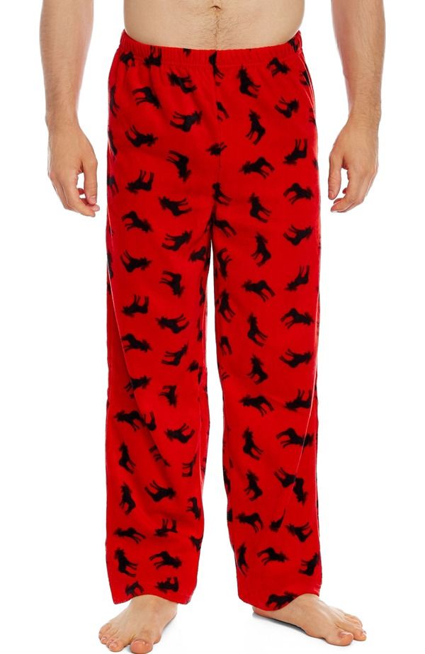 レベレット メンズ ボトムス カジュアルパンツ フリース Leveret Mens Fleece Holiday Pajama Pants Moose Red レッド
