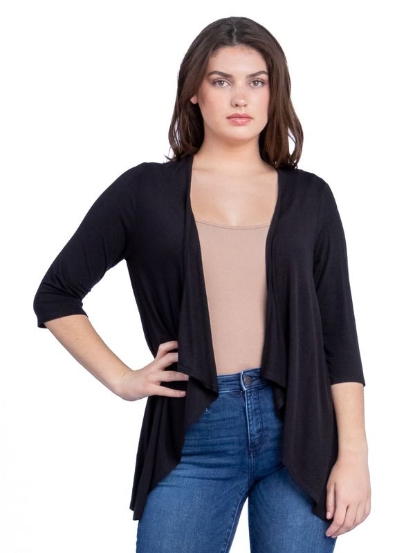 24 セブンコンフォート レディース アウター ジャケット・ブルゾン プチ カーディガン 24seven Comfort Apparel Petites Elbow Length Sleeve Ope 10,636円