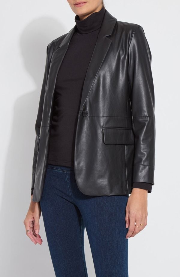 リジー レディース アウター ジャケット・ブルゾン ブレザー フェイクレザー Lyssentials Faux Leather Blazer BLACK ブラック