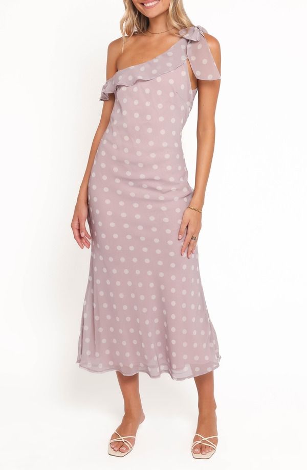 ペタルアンドパップ レディース トップス ワンピース ドット柄 ドット ワンショルダー Petal Pup Celestine Polka Dot OneShoulder Dress LAVENDER