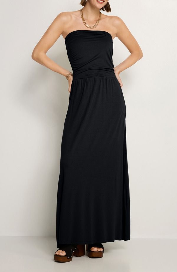 ラスカーナ レディース トップス ワンピース マキシ LASCANA Bandeau Maxi Dress Black ブラック